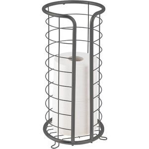Metal Free Standing Toilet Paper Stand Holds 3 Rolls Gray Graphite Storage NEW